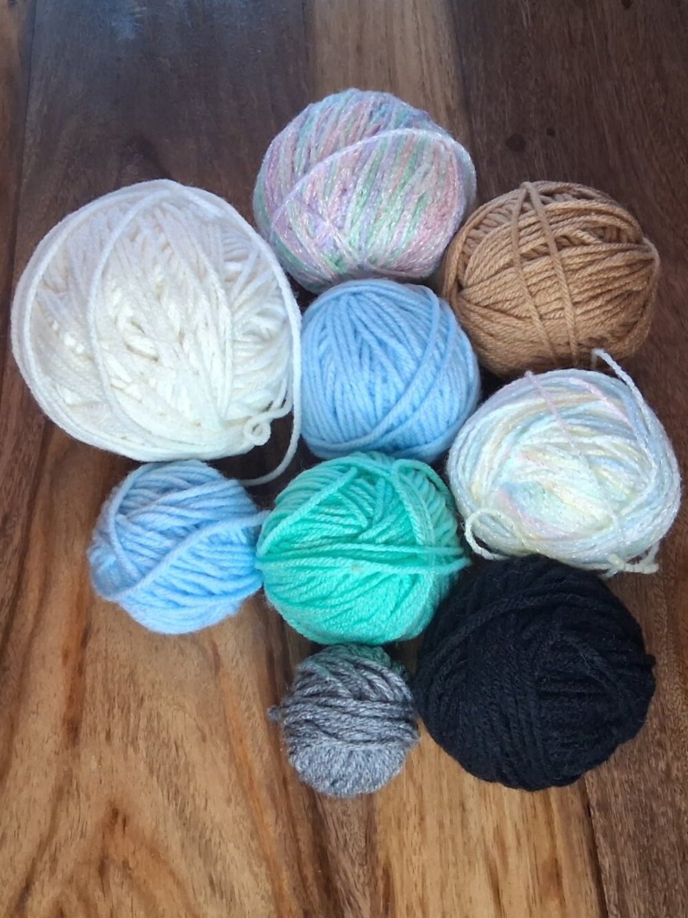 Assorted Yarn Lot 9 Balls & Skeins Pastels Shimmer Neutrals Craft De-Stash